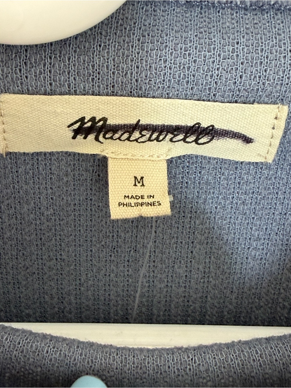 NEW Madewell Teapot Blue Striped Jacquard Funnelneck Top Medium - Picture 4 of 6
